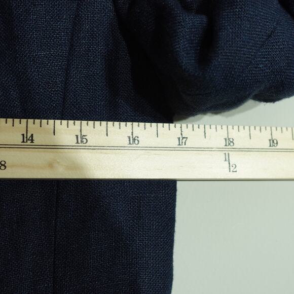 Tahari Womens 100% Linen Shawl Lapel Blazer Jacket Ruched Sleeve Navy Size 4P - Picture 7 of 9